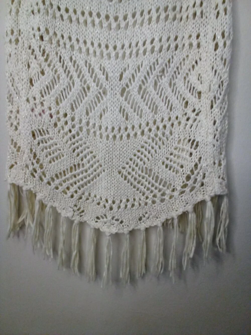 Justice Vest Cardigan Girls 5 Open Front Loose Knit Boho Fringe Cream